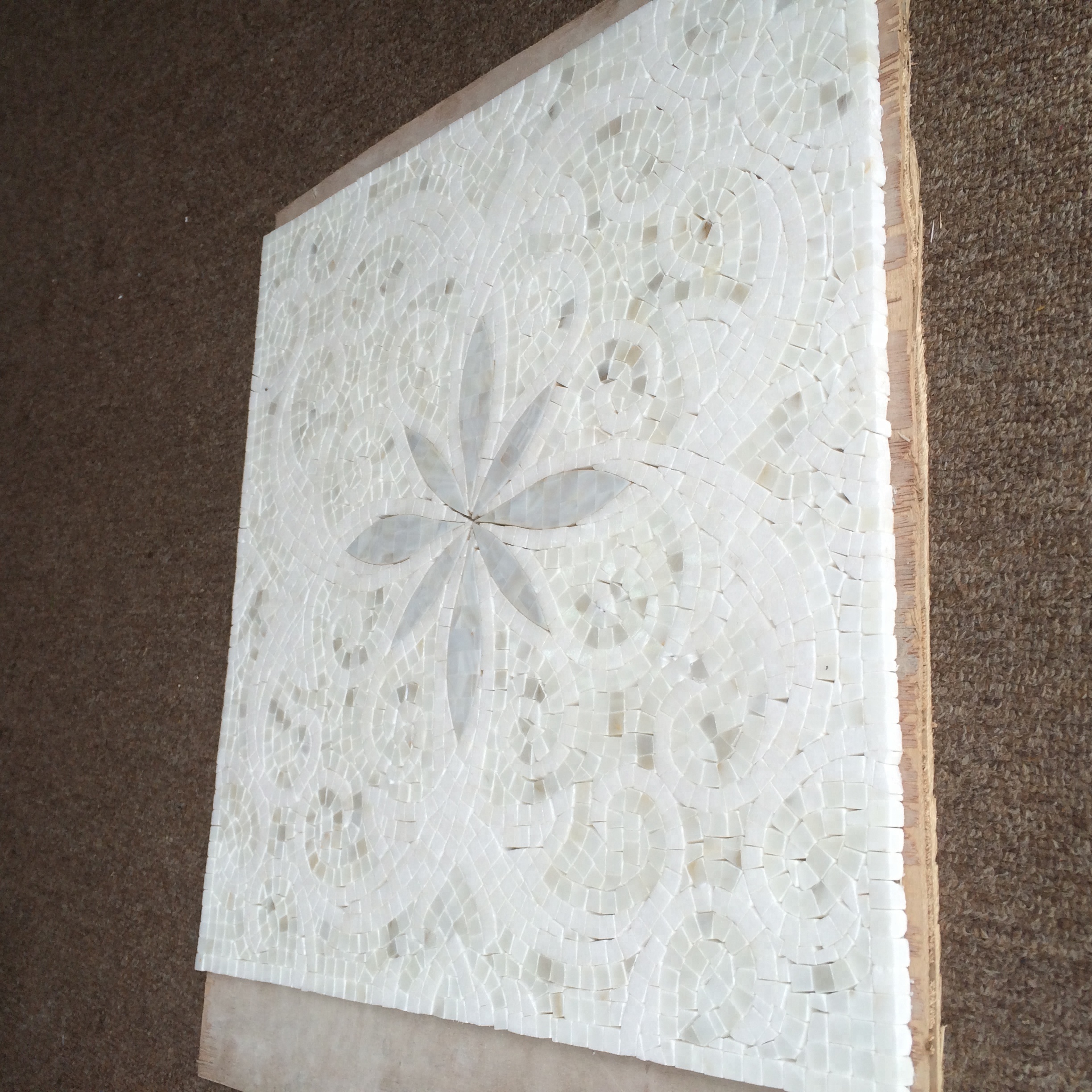 Decorative Flower Patterns White Marble Waterjet Mosaic Floor Marble Tile