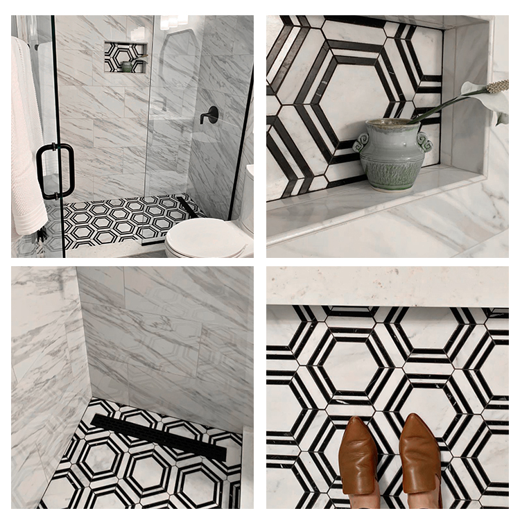 Hot Selling Modern Hexagon Marble Mosaic Natural Stone Tile Mosaic for Kitchen Bathroom Tile Available in Various Sizes