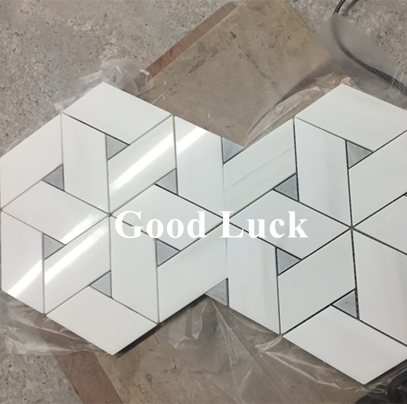 Hexagon Mosaic Unique Mosaic Tile White Natural Marble Mosaic Tile for Decor