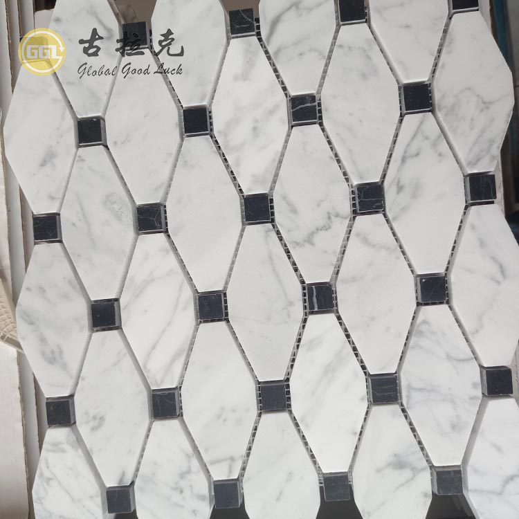 Carrara White Marble With Black Dots Mosaic For Home Wall Decor Tiles