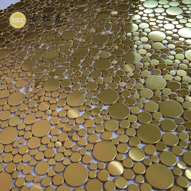 Metal Mosaic Golden Aluminium Bubble Round Mosaic For Interior Wall