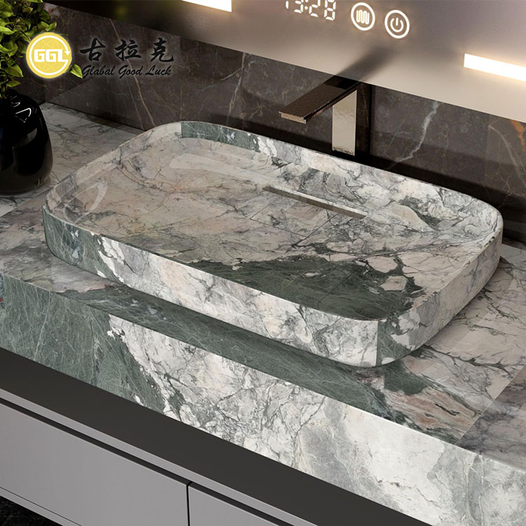 China Four Season Green Marble Slab Stone for Bathroom Wall Floor Sink Countertop Decor