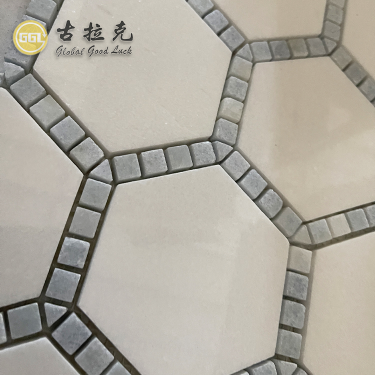 High Quality White Marble Gray Edge Mosaic For Bathroom Kitchen Tiles