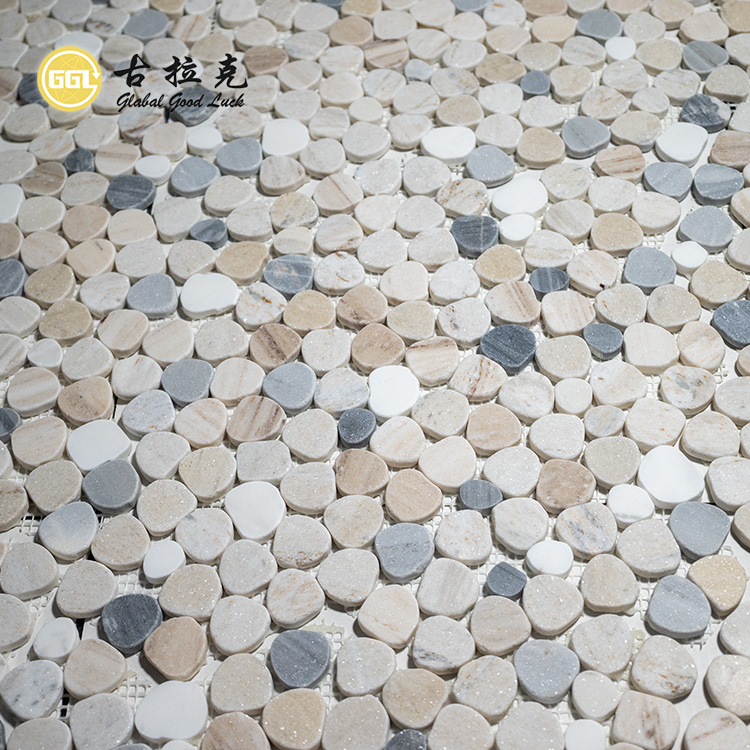 Riverstone Round Stone Mosaic Tile for Wall Garden Flooring Decor