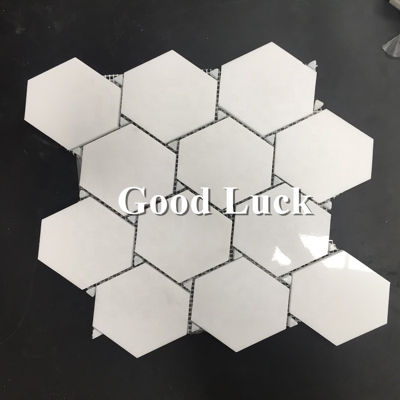 Long Octagon Shape Mix Triangle Marble White Marble Mosaic For Floor/Wall Tiles