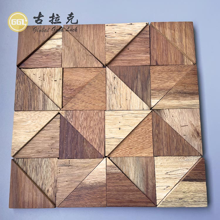 Square Wood Mosaic Tiles Rustic Parquet Design Interior Wall Tile