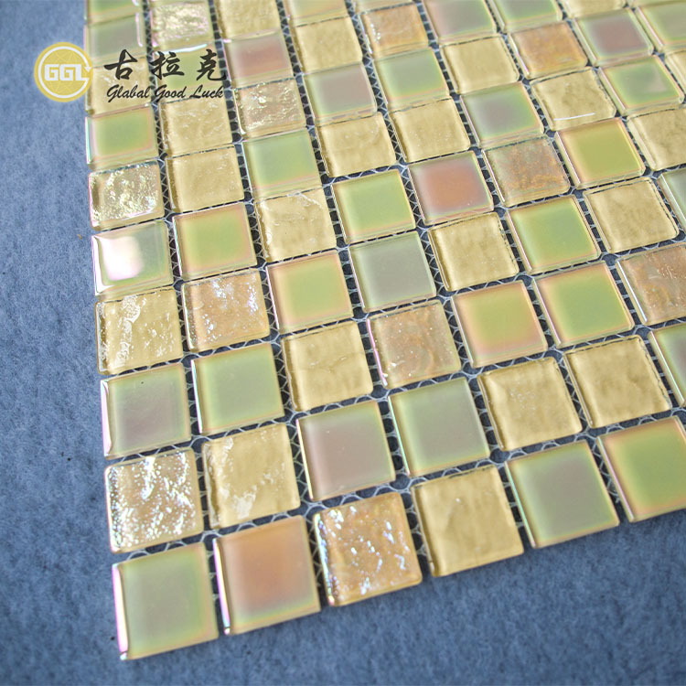 Yellow Crystal Glass for Swimming Pool Colored Glass Mosaic Tile  Wall Decor