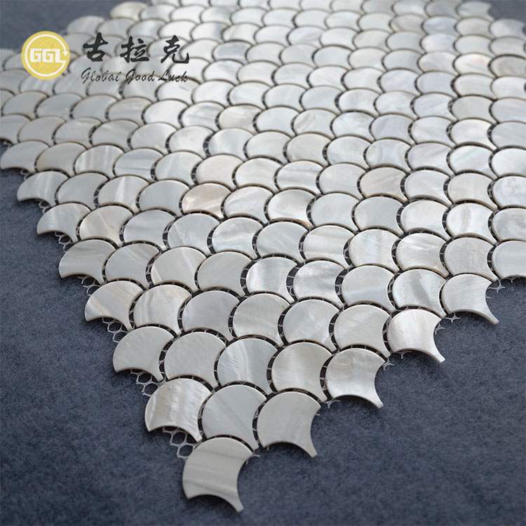 Fan Shape White Mother Of Pearl Shell Mosaic Tile Backsplash Wall Bathroom Tiles
