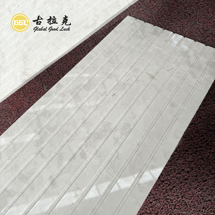 White Marble Bathroom Shower Fluted Tile Non-Slip Floor Tile