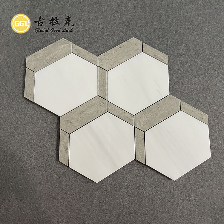 Natrual Style Hexagon Shape Marble Mosaic For Kitchen Backsplash Tiles