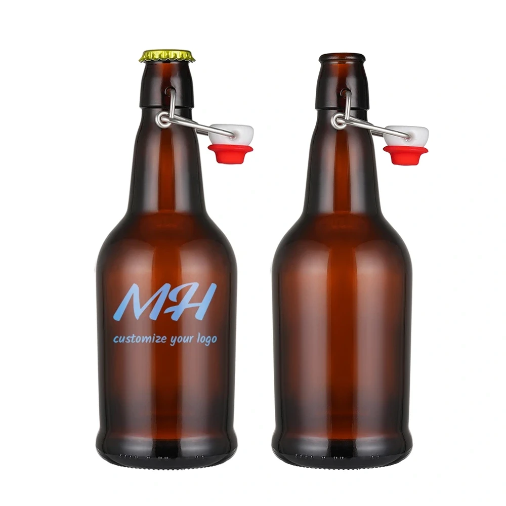 Custom 16oz 500ml Amber Swing Top Beer Bottles with Crown Cap