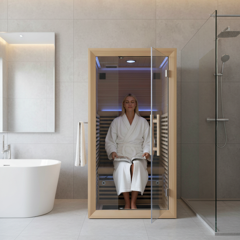 1人用 赤外線レッドサウナ 家庭用サウナ インテリジェントタッチスクリーン 音声付き
