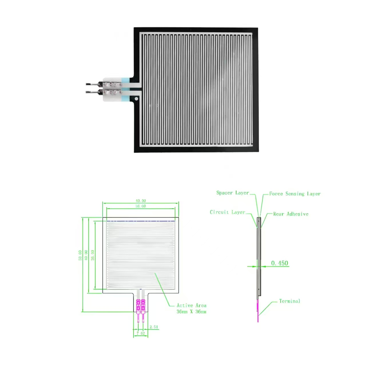 Sensore di pressione a film sottile con forza di attivazione di 10g, adatto per prodotti medici e intelligenti