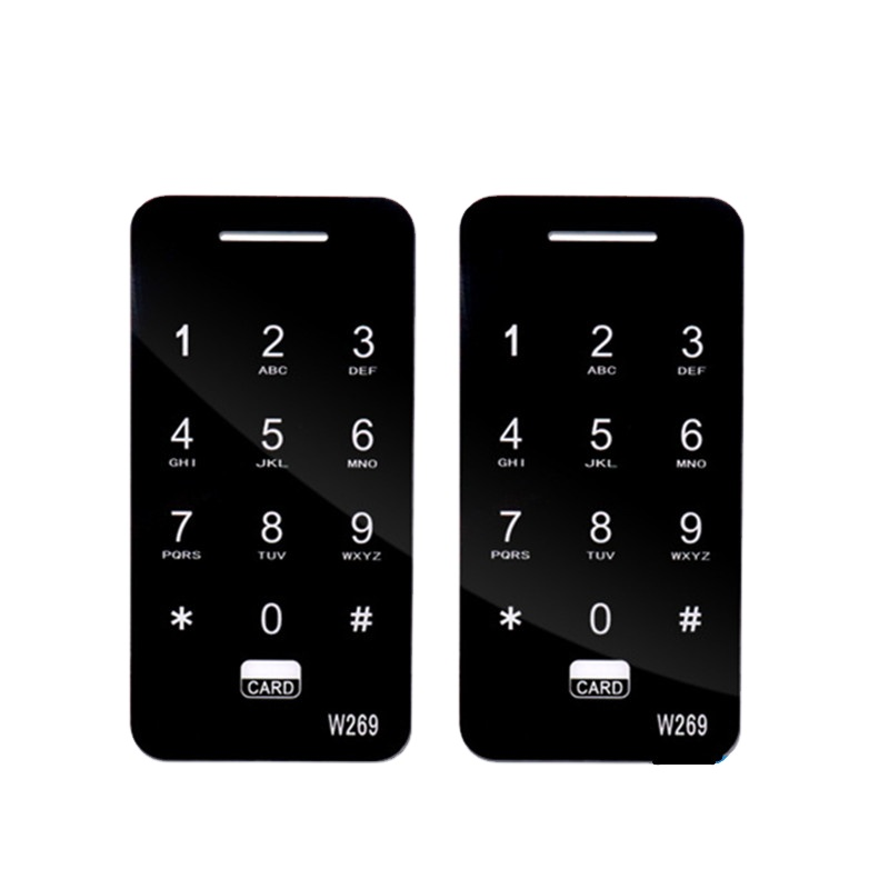 OEM räätälöity akryylikosketuskytkimen ohjauspaneeli, k temperoitu lasilevy, paneelin kansi, graafinen kalvo, itse liitettävä takaosa, oven lukitus