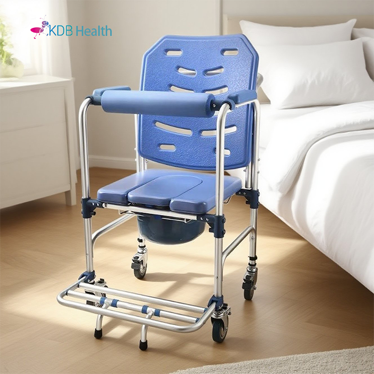 背もたれの高いシャワーコンモデ椅子 折り畳み式フットレスト付き