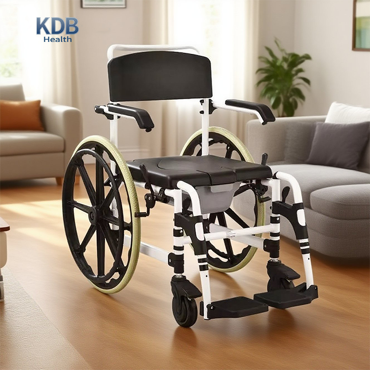 알루미늄 샤워 변기 의자, 22인치 후륜, 18인치 좌석 너비