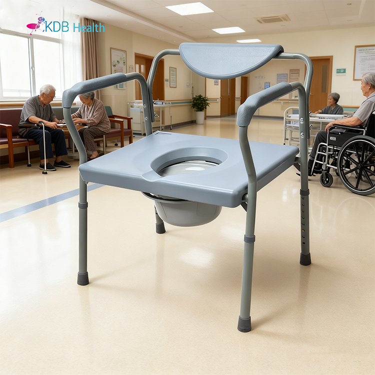 PU Yastıklı Geniş Koltuklu Tuvalet Sandalyesi, 58,5 cm