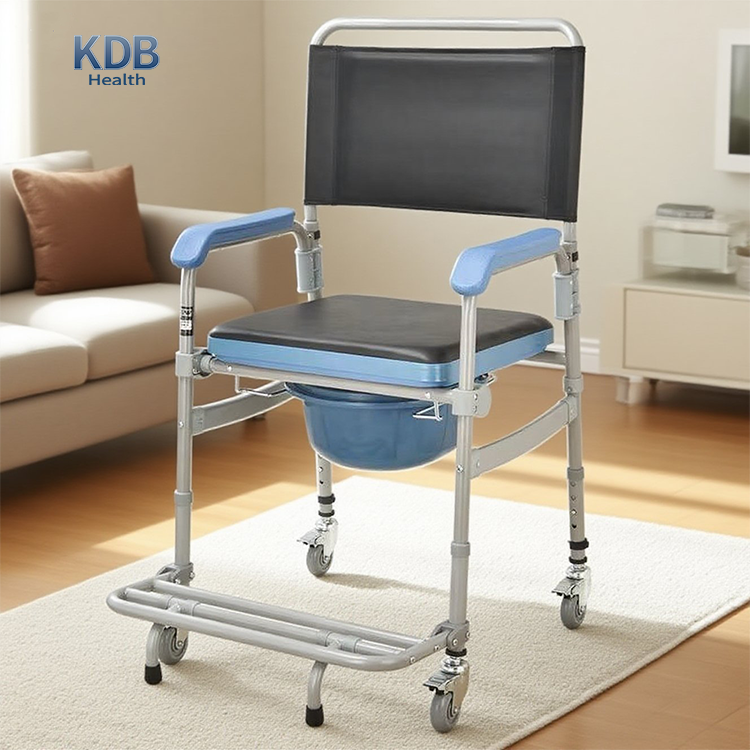 바퀴형 콤MODE 의자 PVC 시트 및 고정 캐스터