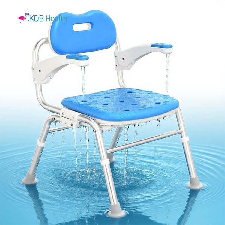 Klappbarer Duschstuhl mit hochklappbaren Armlehnen, EVA-Sitz