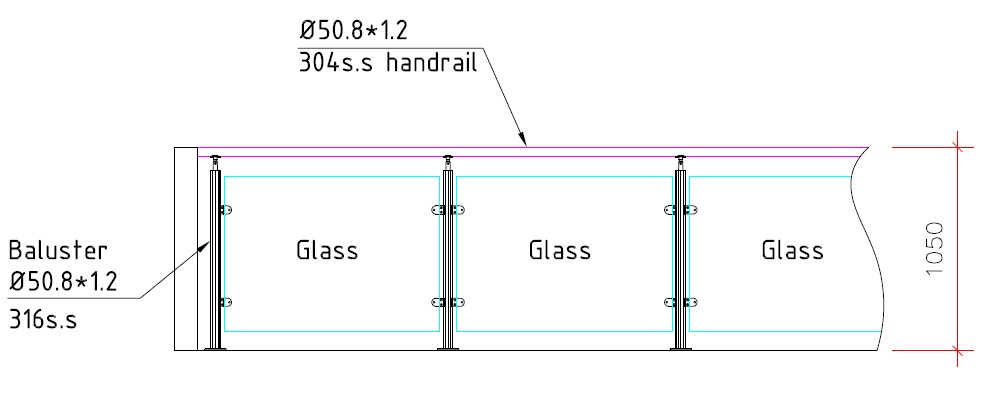 Modern design stair railing baluster system balcony glass railing post details