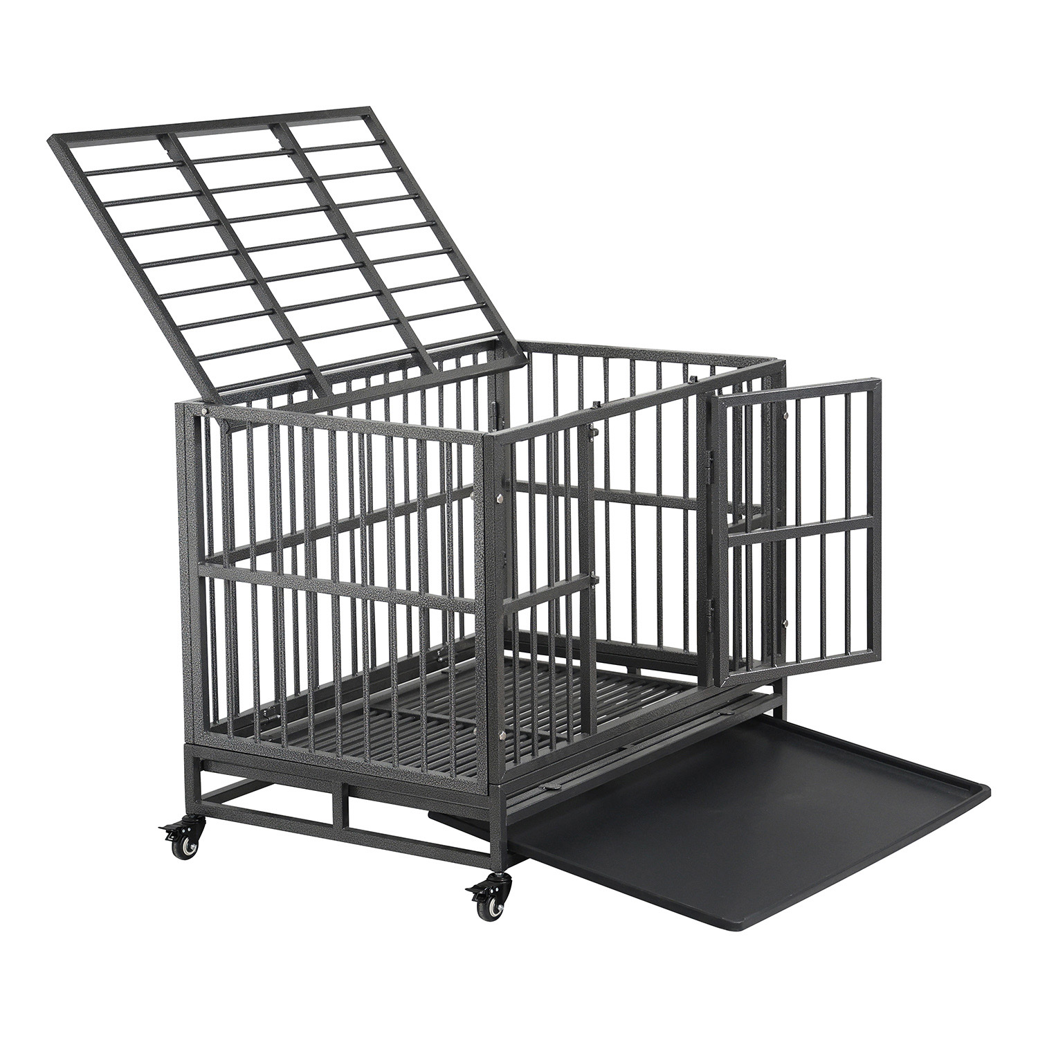 Inklapbare zware hondenkooi van metaal, hondenkennel voor grote honden, gemakkelijk schoon te maken