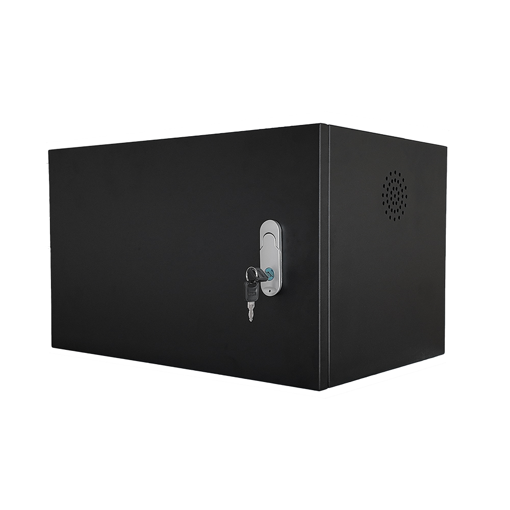 Nábojová stanice pro elektro nástroje s garážovou úložnou skříní a pruhem s 2 výstupy