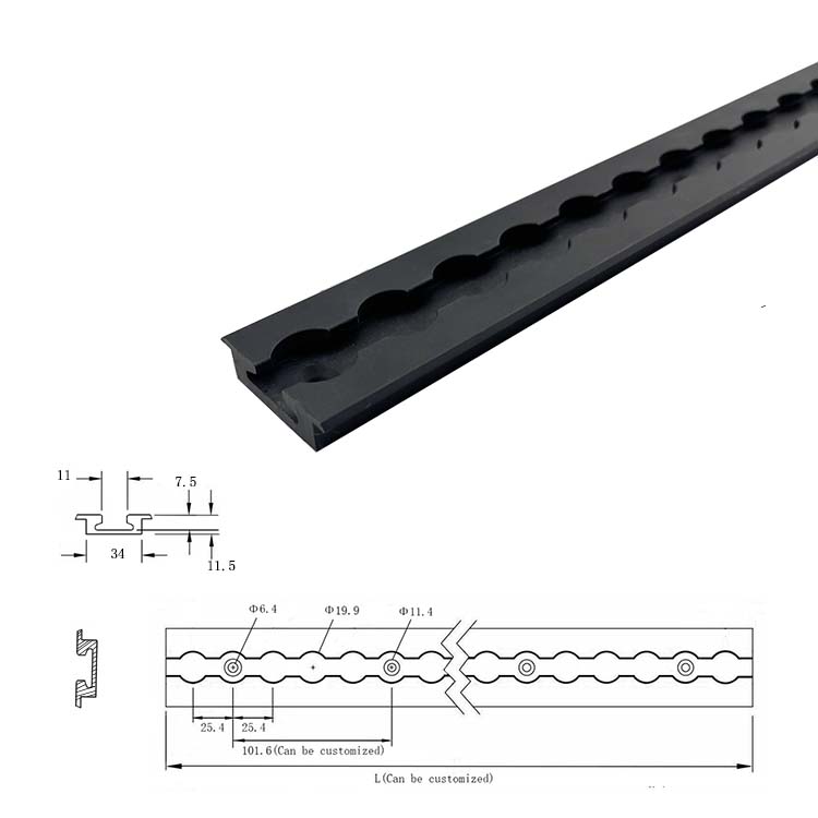 מערכת מסלול L משימה קלה מוטמעה מסלול L עם שוליים שחור אלומיניום אמצעי חיבור