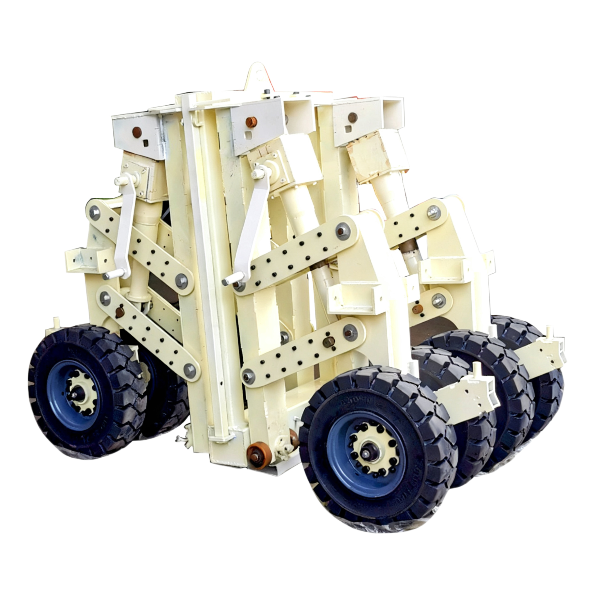 Super kraftig løftevogn med containerløfteanordning og løftehjul til løft og transport af containere