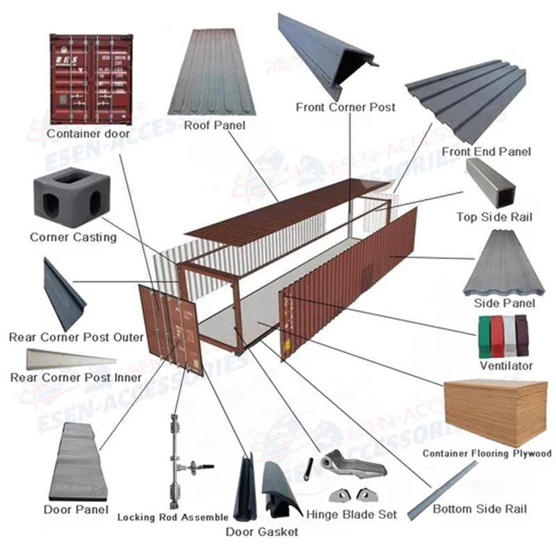 Professzionális szállító ISO 20FT tengeri szállítási tároló akceszories acél javítási részek