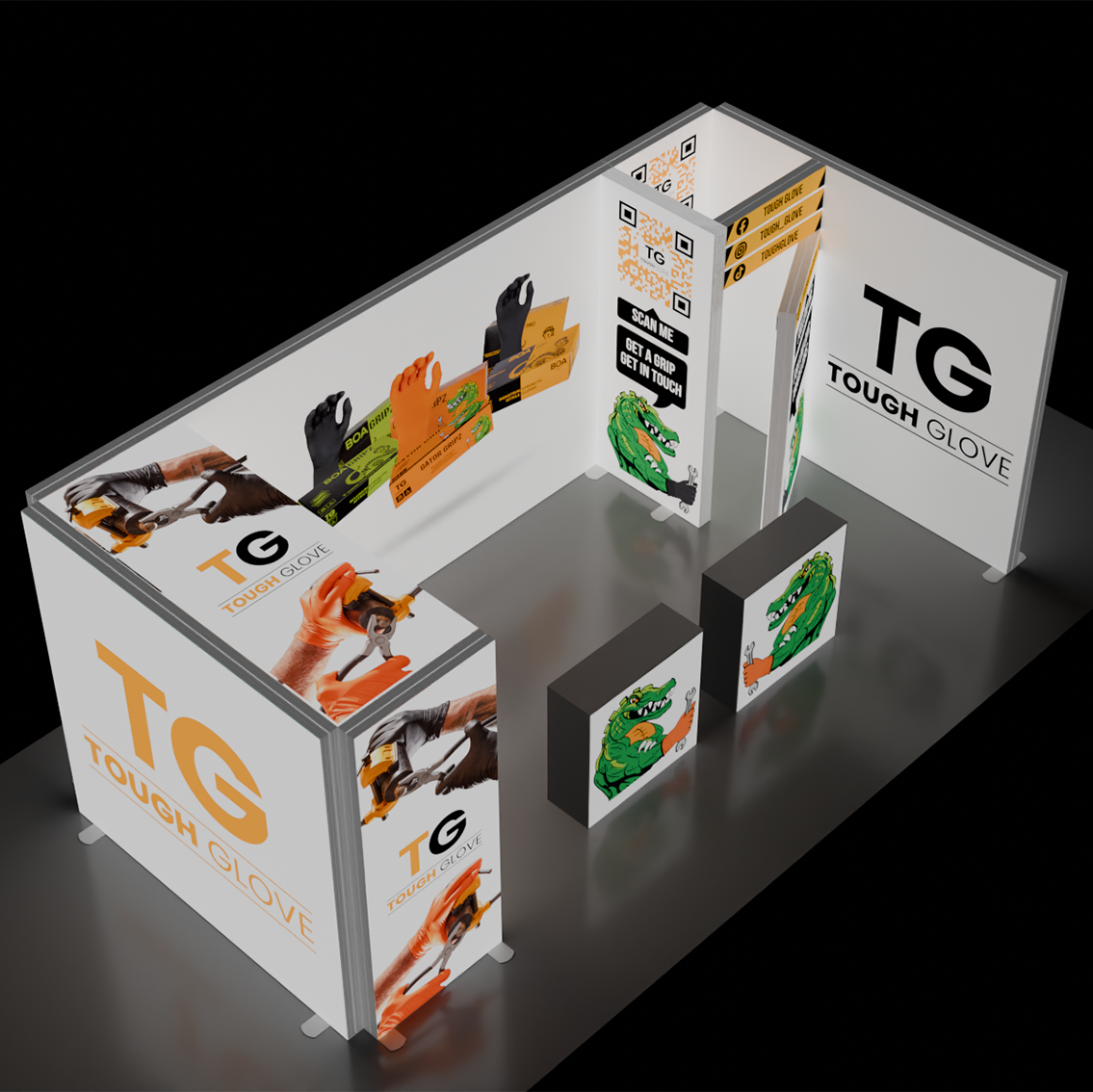 20*10FT/6*3M Exhibition Booth Double-Sided Portable SEG Light Box  Tension Fabric Modern Trade Show Display Light Box Booth Advertising SEG Light Box Exhibit Display
