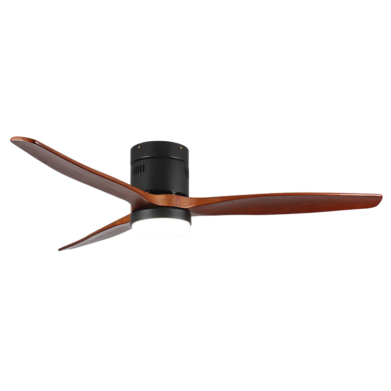 HC557 Solid Wood Retro Dining Room Fan Light Household Intelligent Frequency Conversion Living Room Fan Light Bedroom Integrated Ceiling Fan Light