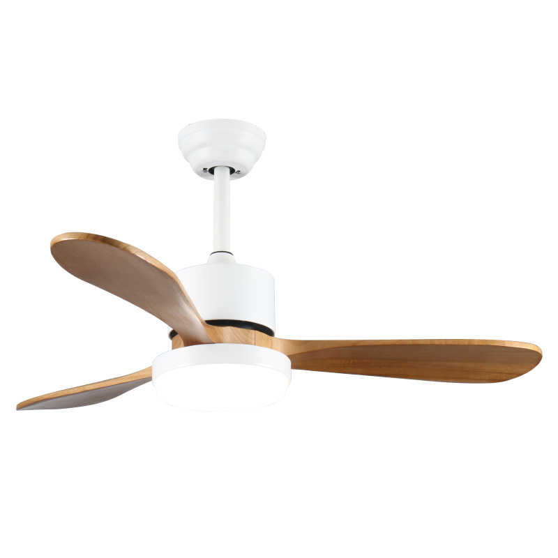 HC589 Solid Wood Retro Dining Room Fan Light Household Intelligent Frequency Conversion Living Room Fan Light Bedroom Integrated Ceiling Fan Light