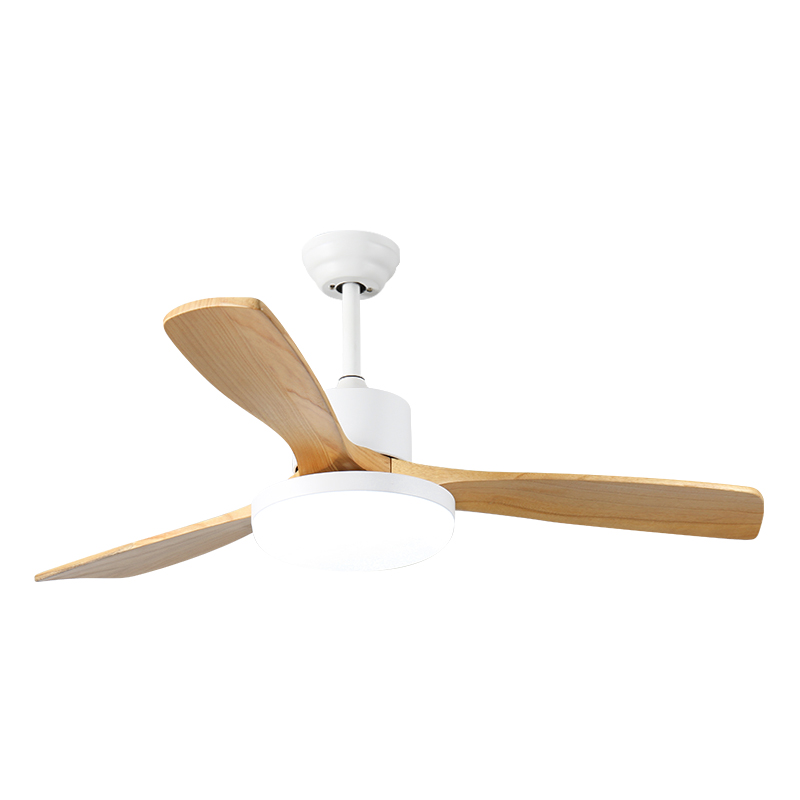 HC689A  Fans Lamps Decorative Ceiling Fan Price Electric High Quality Powered White Simple Wooden LED Ceiling Fan Light