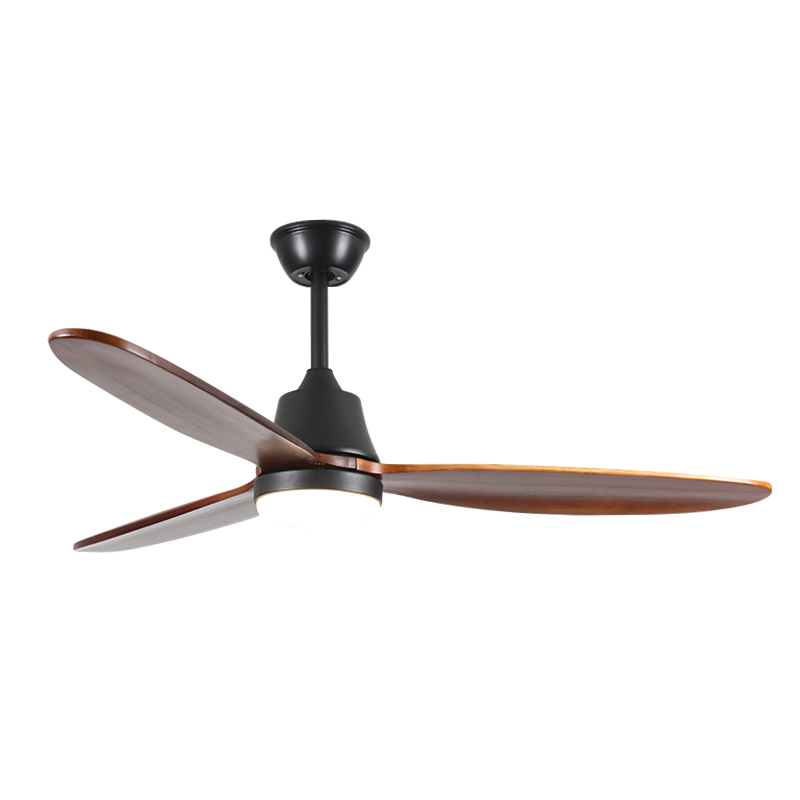 HC559 Solid Wood Retro Dining Room Fan Light Household Intelligent Frequency Conversion Living Room Fan Light Bedroom Integrated Ceiling Fan Light