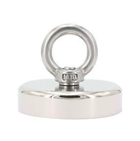 Neodymium fishing magnet, with stainless steel hook, nickel coating