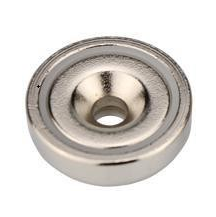 Neodymium pot magnet, with counter bore, nickel coating