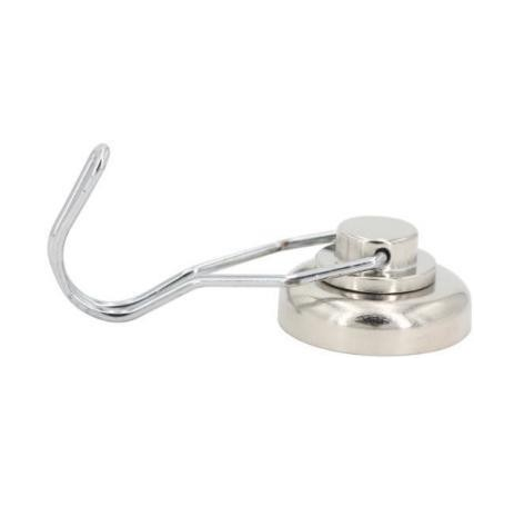 Neodymium hook magnet, with swivel hook, nickel coating