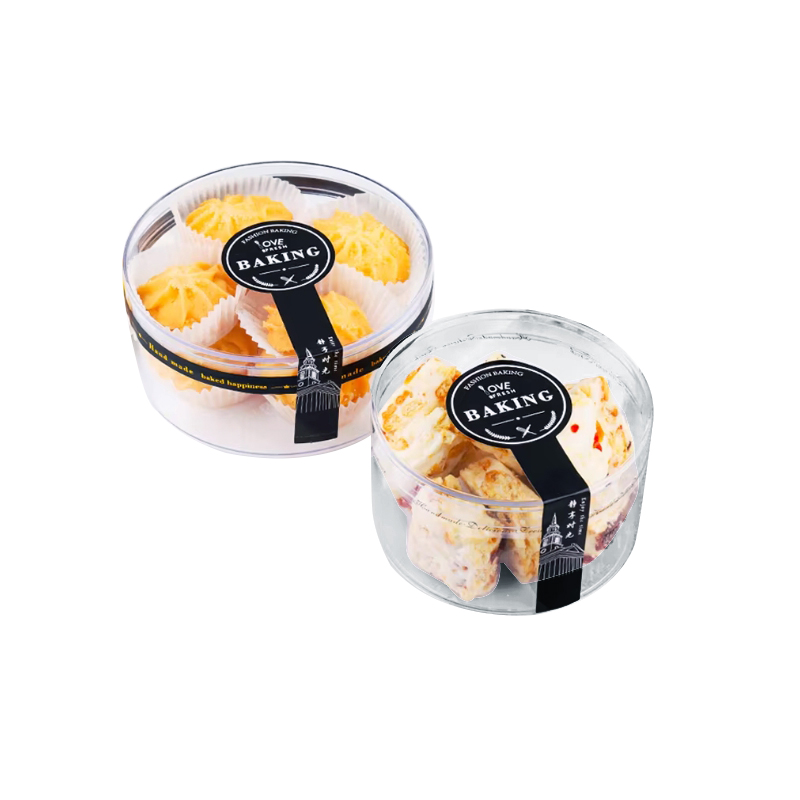 CH12255 Kotak Plastik 380ml untuk Biskut dan Gula-gula, Cetak Logo Suai Pesanan Kotak Kek Tiramisu dengan Penutup
