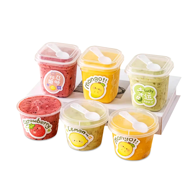 CH117 220ml tort uchun desert stakanlari, qopqoqli va oshqozonli plastik puding stakanlari