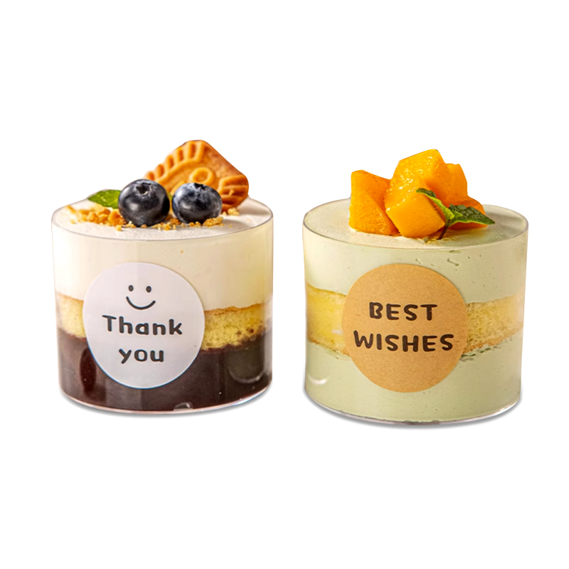 CH112 200ml کلیئر ڈیسرٹ کپس موس کے لیے، کسٹم لوگو پلاسٹک ٹیرامیس کیک کپ