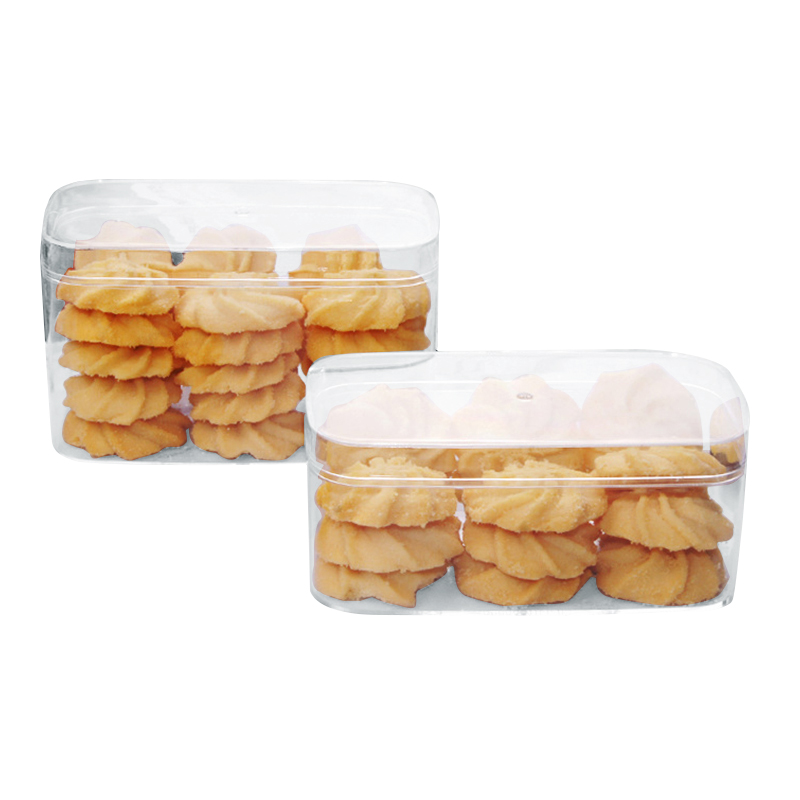 CH1206370 Kotak Plastik 300ml untuk Biskut dan Gula-gula, Cetak Logo Suai Pesanan Kotak Kek Tiramisu dengan Penutup