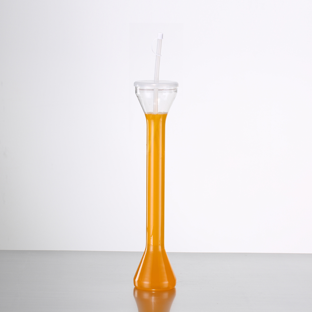 כוסות יארד צינוריות 24 אונקיות של Charmlite לקוקטלי דקירי, סלושי ומשקאות קפואים עם מכסה ומיתר