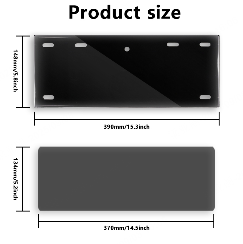 372*100mm Slim Tintglas Verdwingende Registrasieplaat Donker vir Motor
