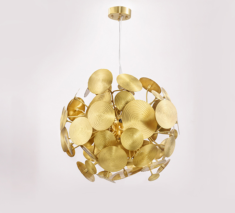 P8800 Northern Europe simple copper leaf living room dining room led Chandelier