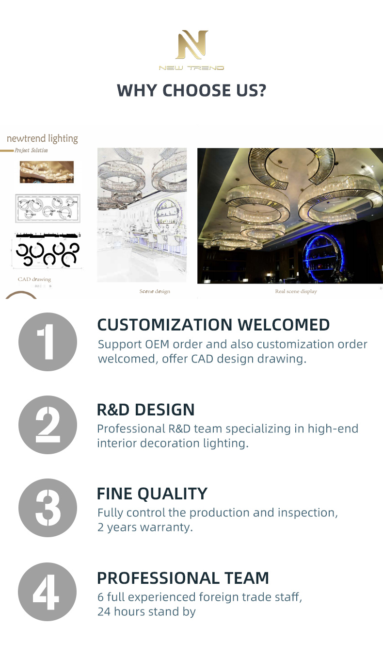 CPL-127 Creative Style Indoor Decoration Lighting Hall Hotel Lobby Custom K9 Crystal Chandelier manufacture