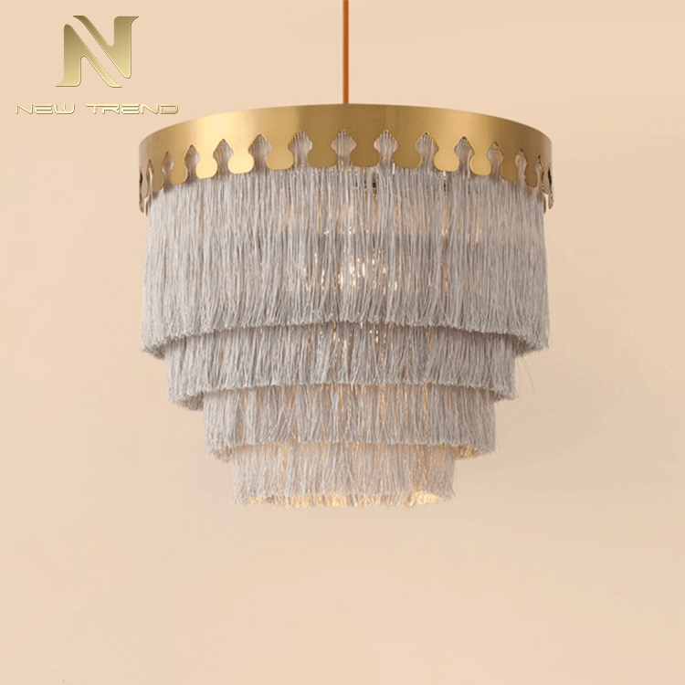PKD8017 Modern style indoor decoration ceiling hanging light tassel wedding led chandelier