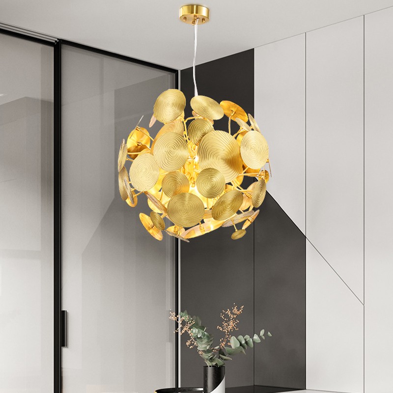 P8800 Northern Europe simple copper leaf living room dining room led Chandelier