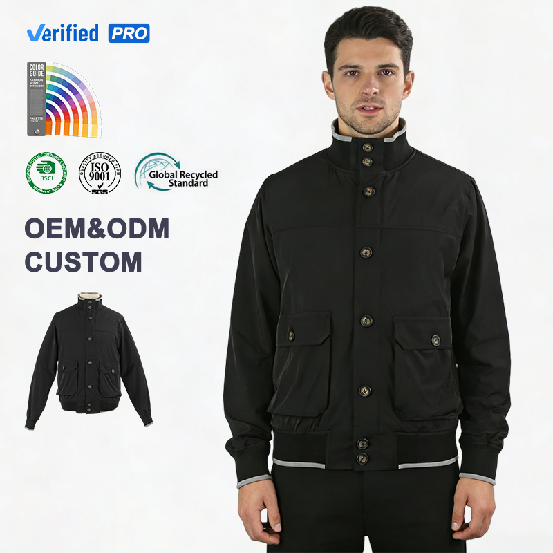 OEM Pocket Detail Men's Stand Collar Casual Bomber Jacket