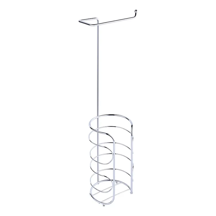 High Quality Bathroom Supplies Storage Style Iron Roll Tissue Shelf Free-Standing Toilet Paper