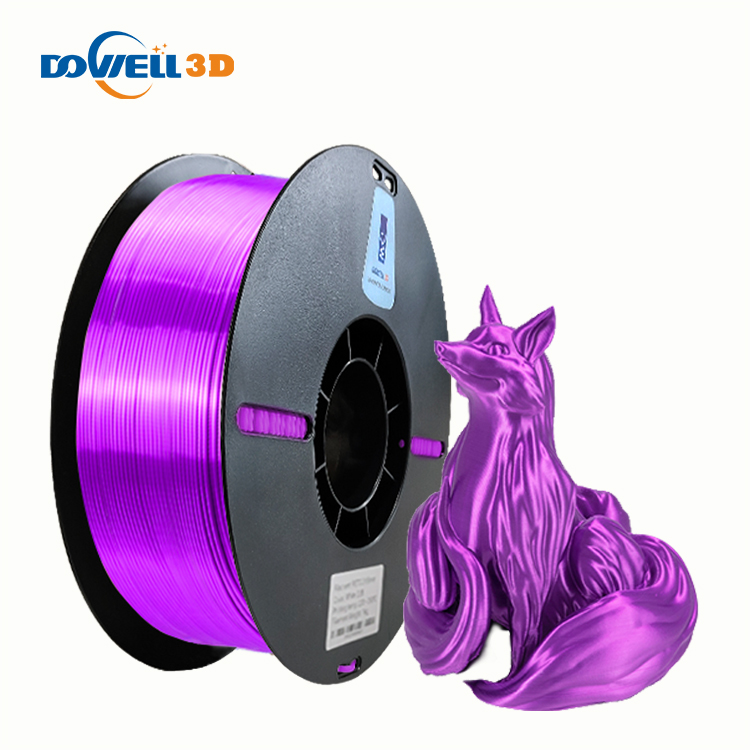 Dowell3d PLA Silk 3D Printing Filament Neat Winding 1.75mm Purple Flexible Filament Silk Texture For FDM 3d Printer Wholesale Price